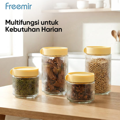 freemir Set Toples Kaca Penyimpanan 4pcs dengan Gift Box