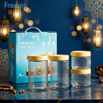 freemir Set Toples Kaca Penyimpanan 4pcs dengan Gift Box