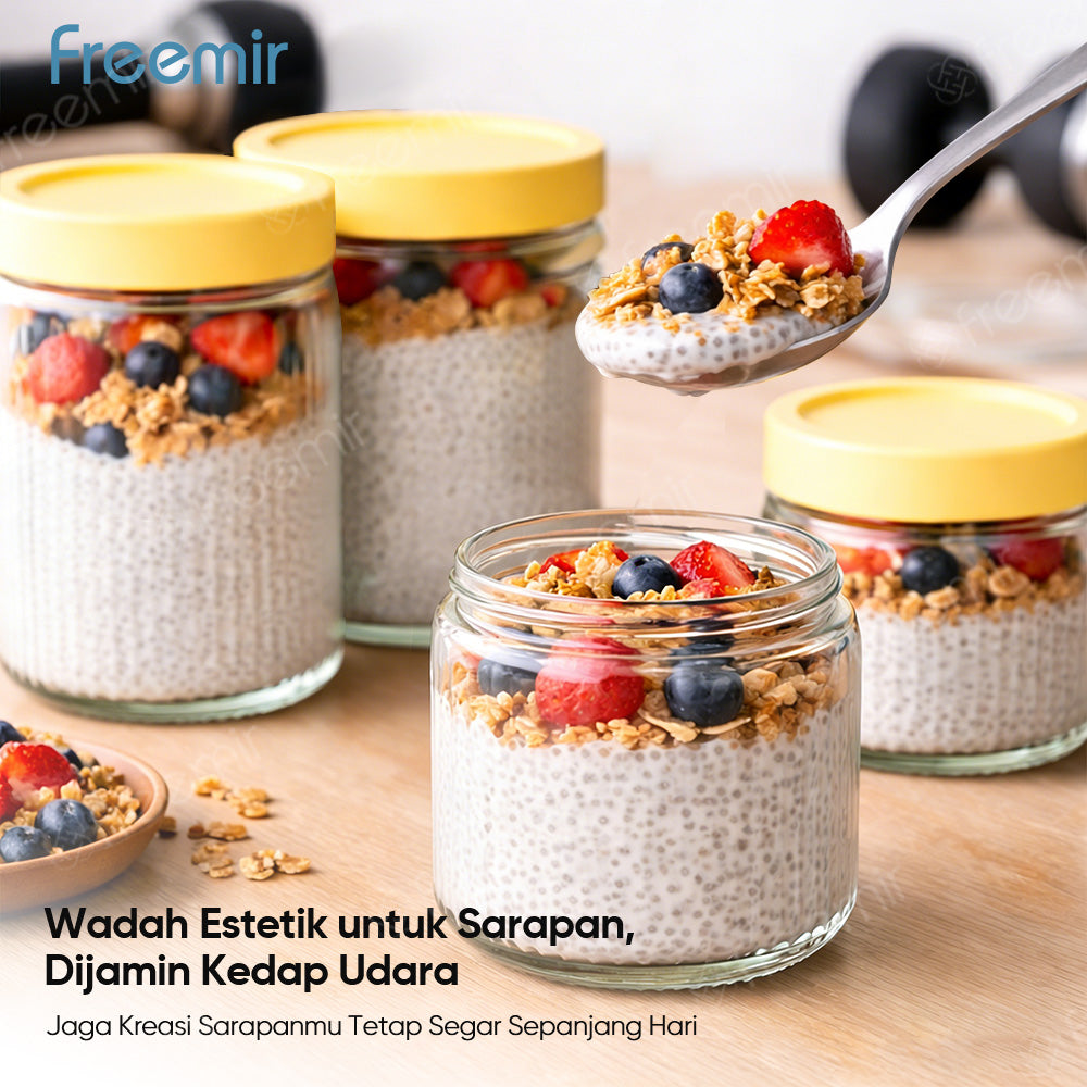 freemir Set Toples Kaca Penyimpanan 4pcs dengan Gift Box