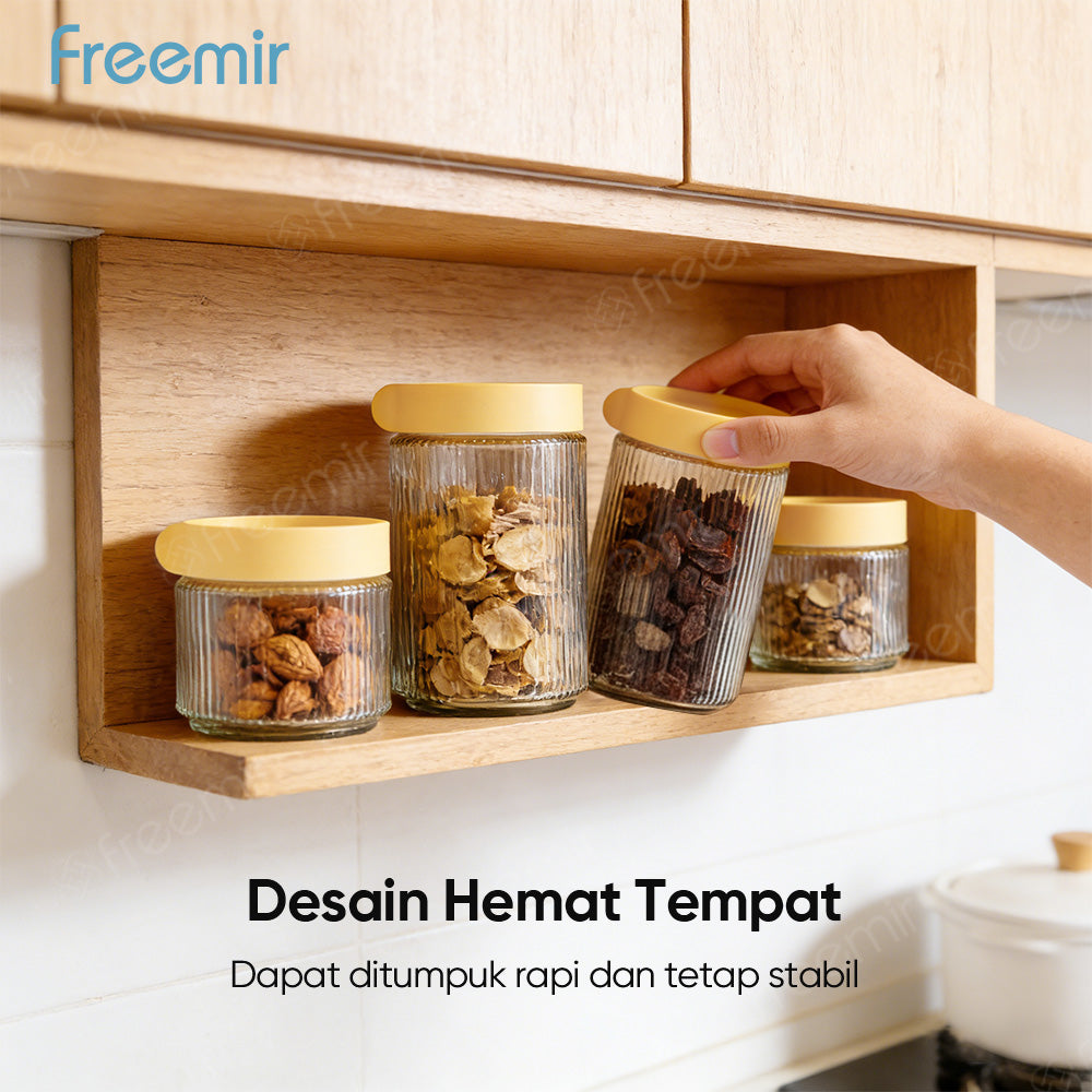 freemir Set Toples Kaca Penyimpanan 4pcs dengan Gift Box