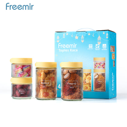 freemir Set Toples Kaca Penyimpanan 4pcs dengan Gift Box