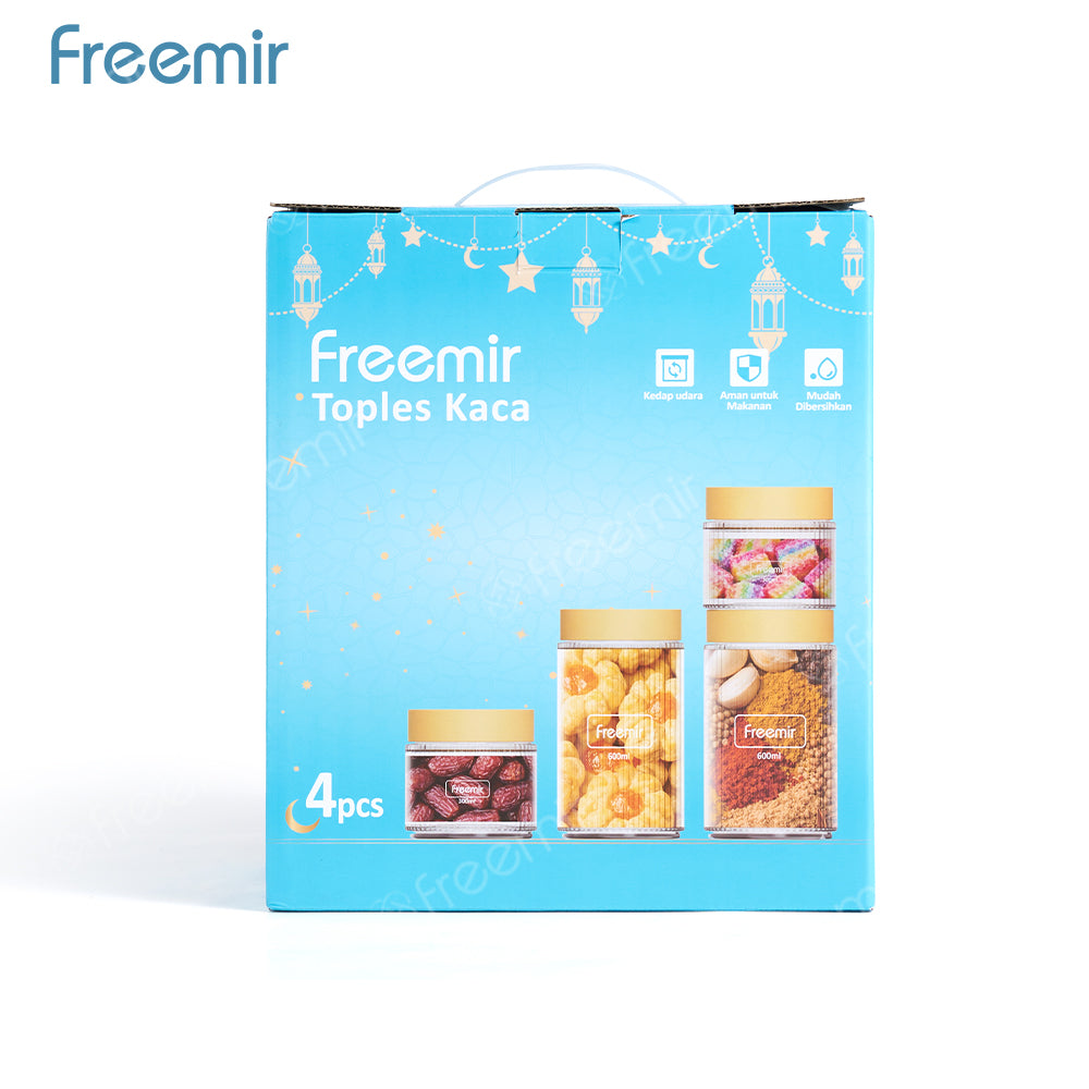 freemir Set Toples Kaca Penyimpanan 4pcs dengan Gift Box