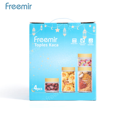 freemir Set Toples Kaca Penyimpanan 4pcs dengan Gift Box