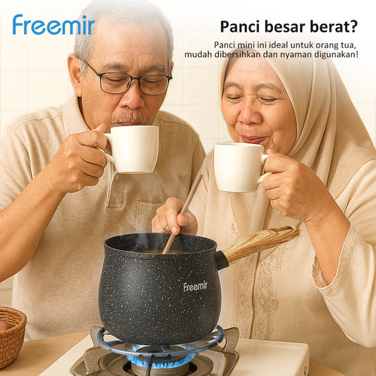 Freemir Panci Susu Anti Lengket Single Bottom 1.2L dan Dudukan Kompor Gas