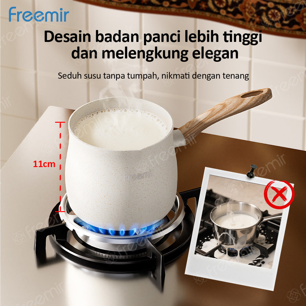 freemir Panci Susu Kopi Anti Lengket 12 CM Single Bottom dan Dudukan Kompor Gas