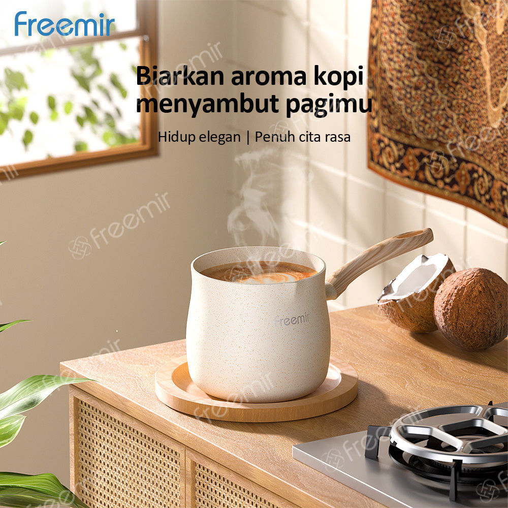 freemir Panci Susu Kopi Anti Lengket 12 CM Single Bottom dan Dudukan Kompor Gas