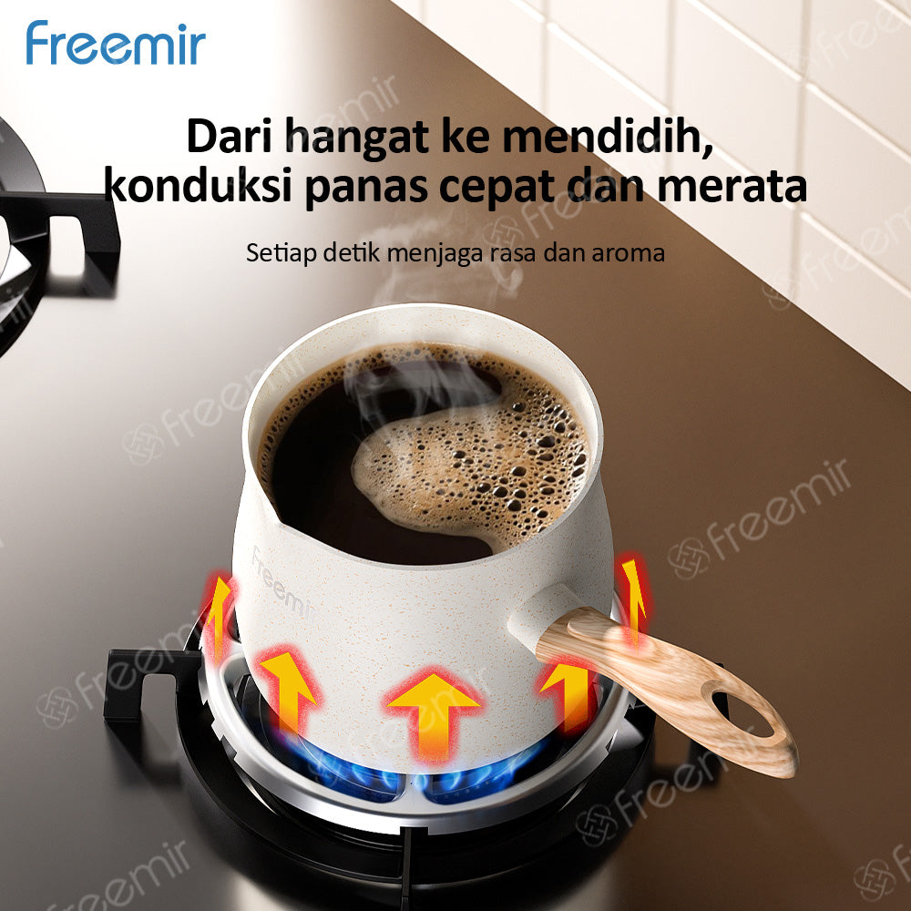 freemir Panci Susu Kopi Anti Lengket 12 CM Single Bottom dan Dudukan Kompor Gas