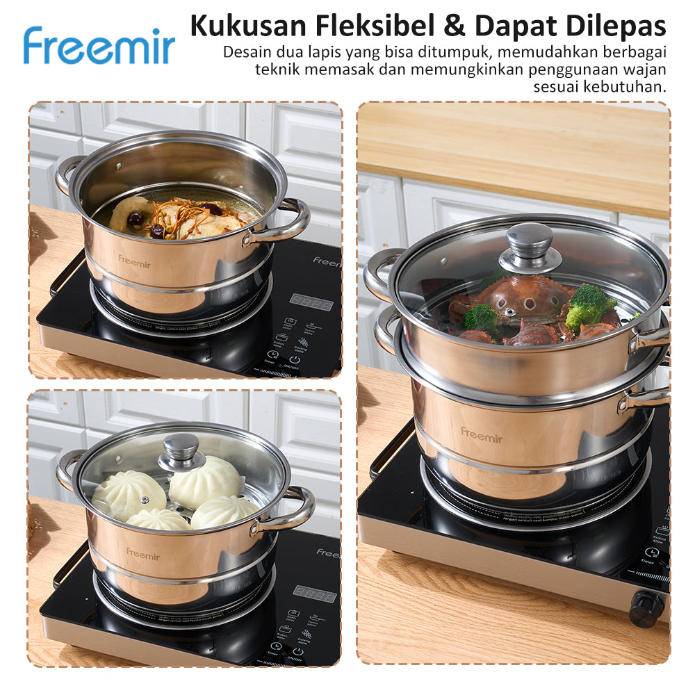 freemir Wajan Kukus 5L Dua Tingkat 26 CM Double Bottom
