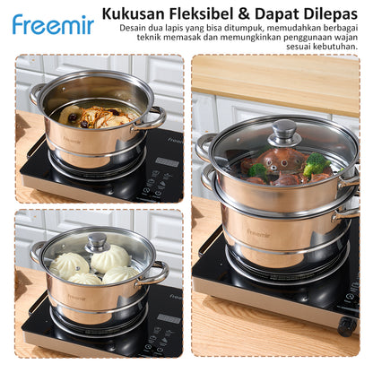 freemir 5L Two-Tier 26 CM Double Bottom Steamer