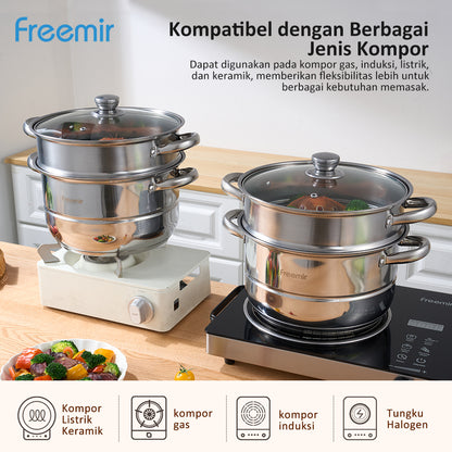 freemir 5L Two-Tier 26 CM Double Bottom Steamer