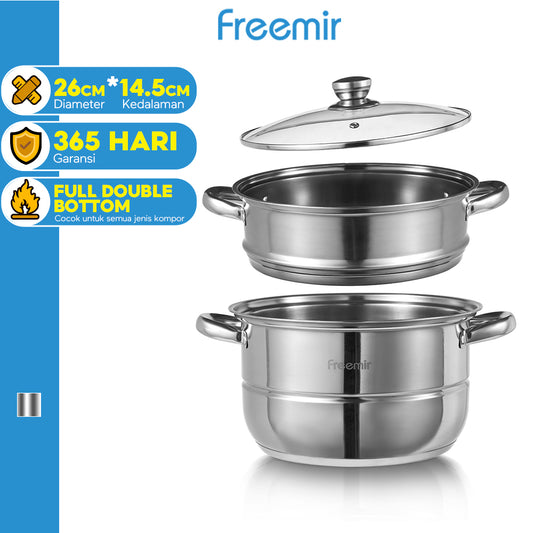freemir 5L Two-Tier 26 CM Double Bottom Steamer