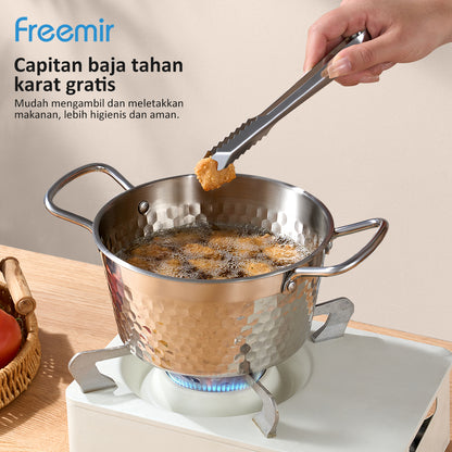 Freemir Snow Series 304 Stainless Steel Pan with Glass Lid and Stainless Steel Tongs