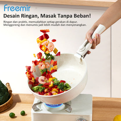 freemir Wajan Set 6Pcs 26/20/20/16cm Gagang Lepas Pasang Anti Lengket Serbaguna Foodgrade