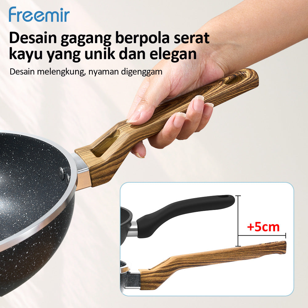 freemir 24cm Double Bottom Non-Stick Frying Pan with Red Temperature Sensor (Without Lid)