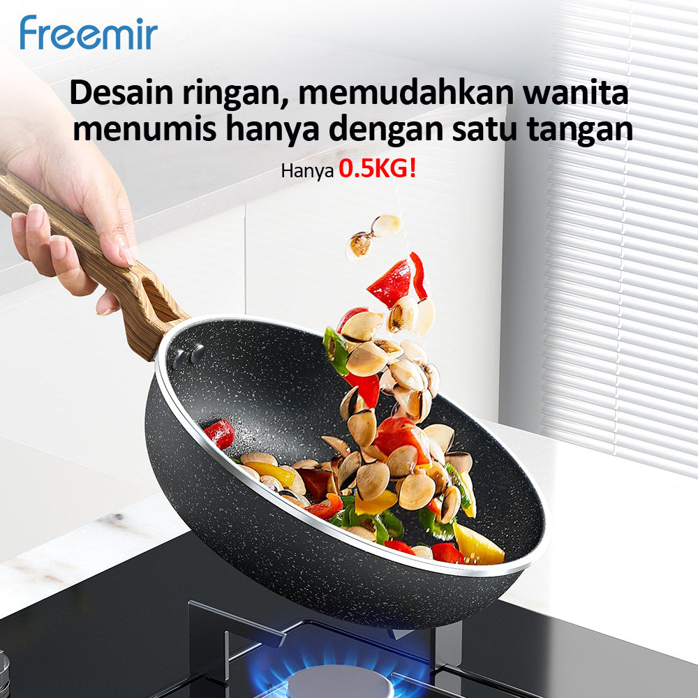 freemir 24cm Double Bottom Non-Stick Frying Pan with Red Temperature Sensor (Without Lid)