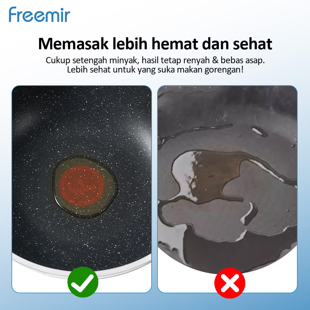 freemir 24cm Double Bottom Non-Stick Frying Pan with Red Temperature Sensor (Without Lid)