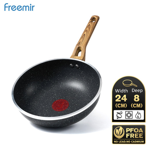 freemir 24cm Double Bottom Non-Stick Frying Pan with Red Temperature Sensor (Without Lid)