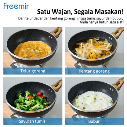 freemir 24cm Double Bottom Non-Stick Frying Pan with Red Temperature Sensor (Without Lid)