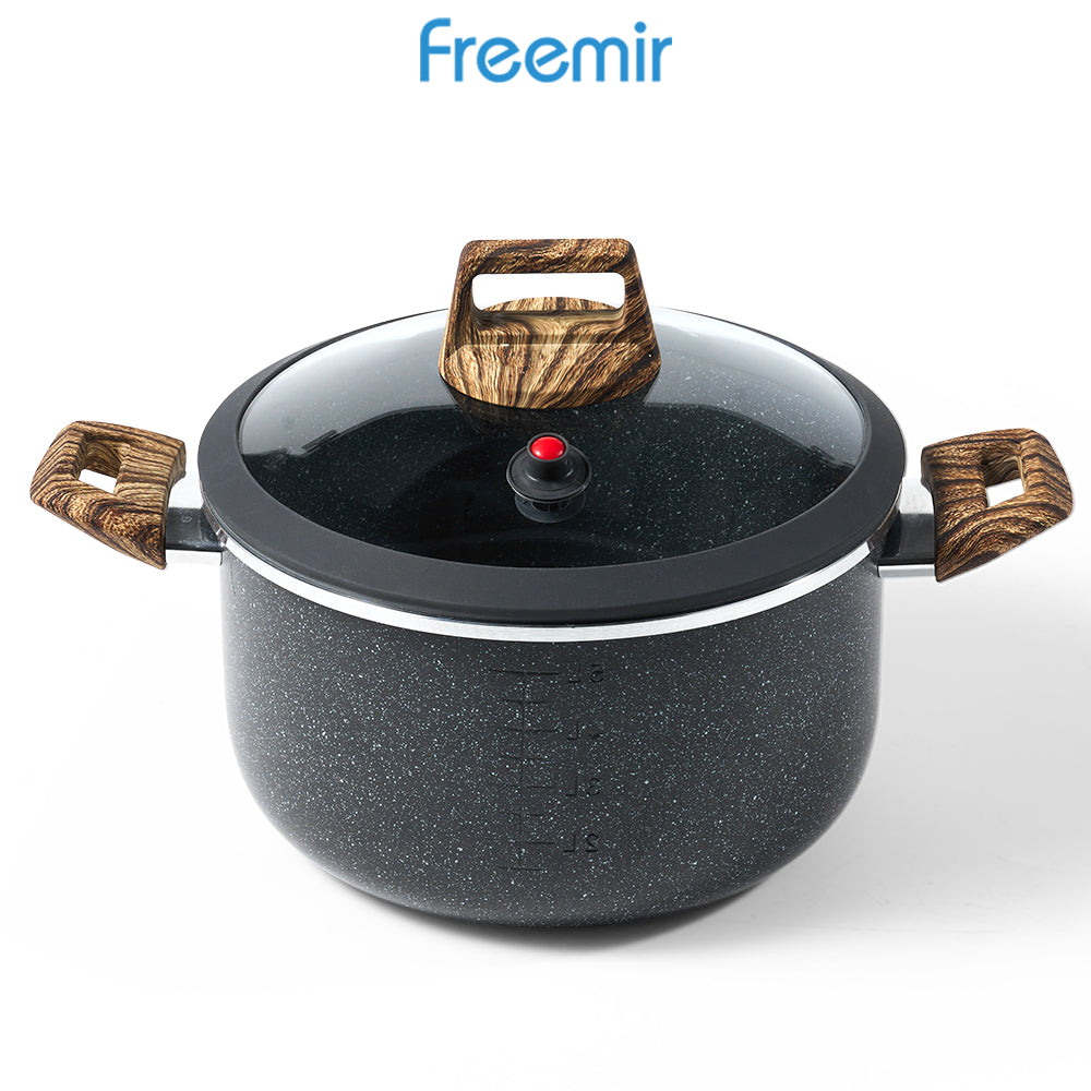 freemir 5.5L Micro Pressure Cooker 24 CM Single Bottom with Two Handles and Glass Lid