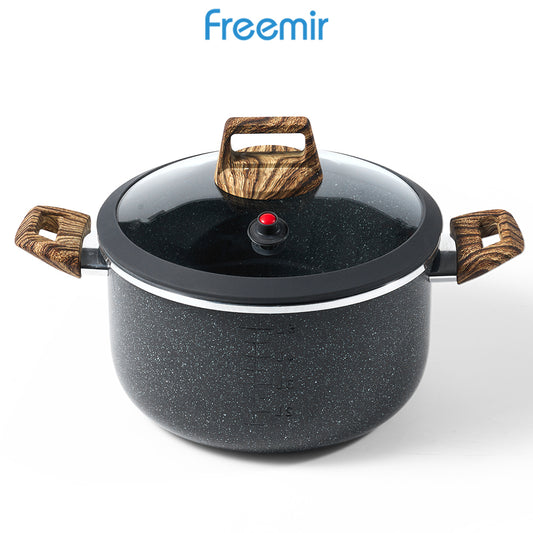 freemir Panci 5.5L Micro Pressure 24 CM Single Bottom dengan Dua Pegangan dan Tutup Kaca