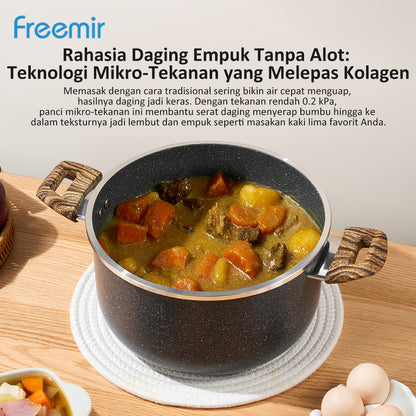 freemir 5.5L Micro Pressure Cooker 24 CM Single Bottom with Two Handles and Glass Lid