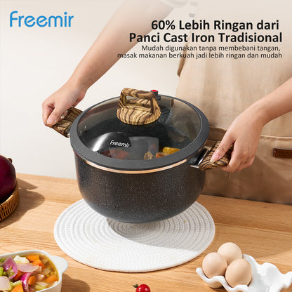 freemir 5.5L Micro Pressure Cooker 24 CM Single Bottom with Two Handles and Glass Lid