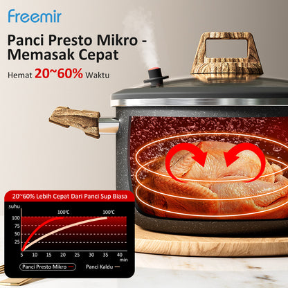 freemir 5.5L Micro Pressure Cooker 24 CM Single Bottom with Two Handles and Glass Lid