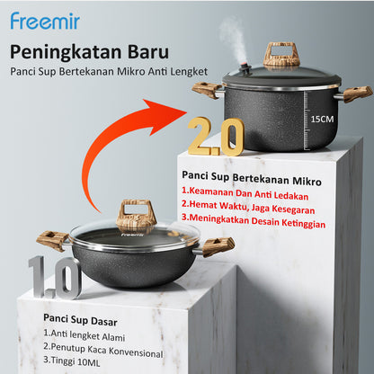 freemir 5.5L Micro Pressure Cooker 24 CM Single Bottom with Two Handles and Glass Lid