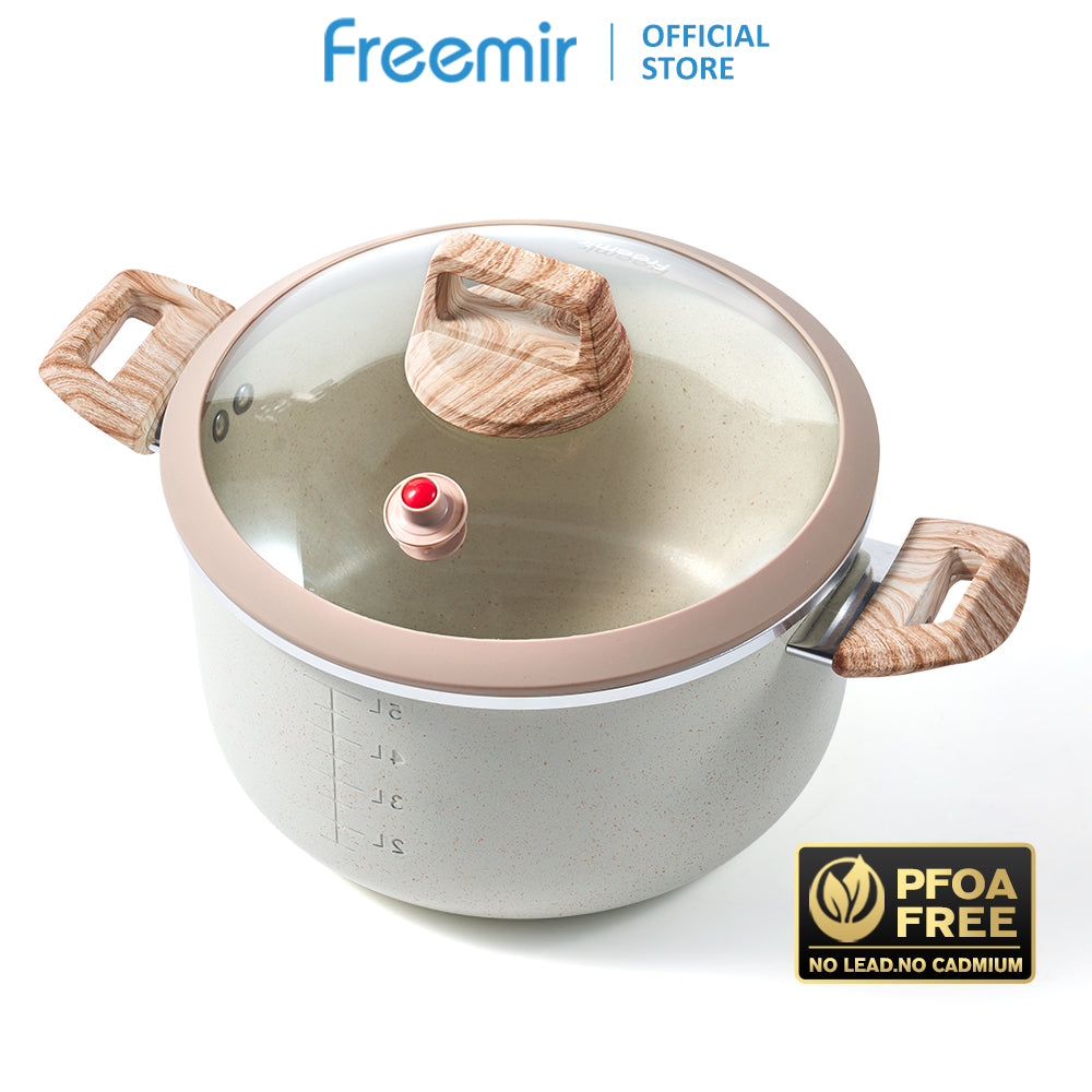 freemir Panci  24 CM dengan Micro Pressure 5.5L Double Bottom dan Tutup Kaca