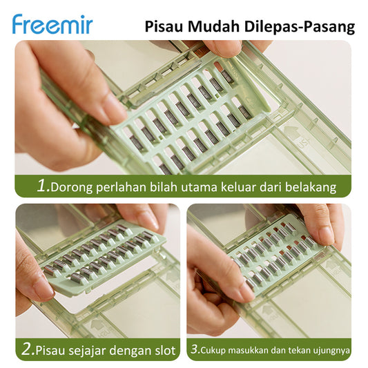 Freemir Vegetable Cutter – 6 Pisau & 3 Keranjang