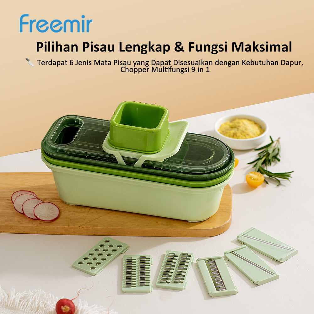 Freemir Vegetable Cutter – 6 Pisau & 3 Keranjang