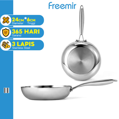 freemir 24 CM Double Bottom Stainless Steel Frying Pan