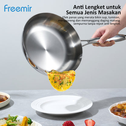 freemir 24 CM Double Bottom Stainless Steel Frying Pan