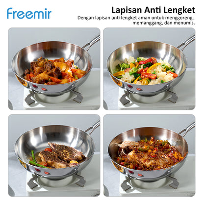 freemir 24 CM Double Bottom Stainless Steel Frying Pan