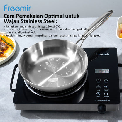 freemir 24 CM Double Bottom Stainless Steel Frying Pan