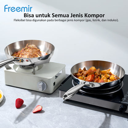 freemir 24 CM Double Bottom Stainless Steel Frying Pan