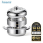 freemir 26 CM x 9.5 CM Stainless Steel Rice Steamer Pot with Glass Lid and Steamer Rack