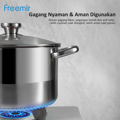 Freemir 26 CM Double Bottom 6L Stainless Steel Pan with Lid