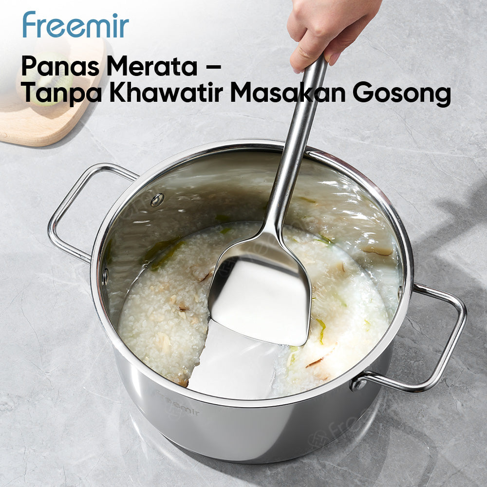 freemir Panci 24 CM Stainless Steel dengan Tutup Kaca