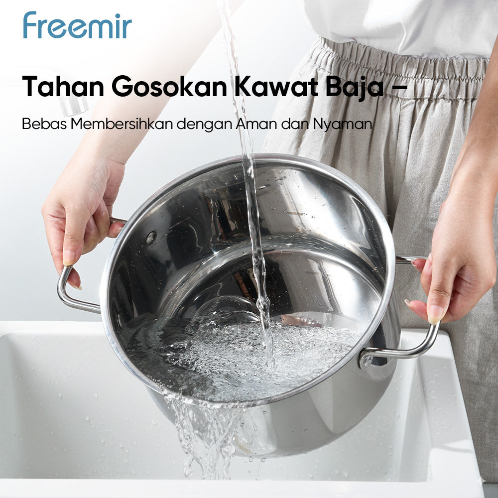 freemir Panci 24 CM Stainless Steel dengan Tutup Kaca