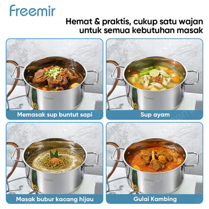 freemir 24 CM Stainless Steel Pan with Glass Lid