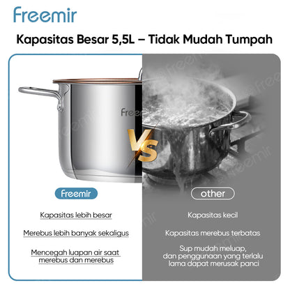 freemir 24 CM Stainless Steel Pan with Glass Lid