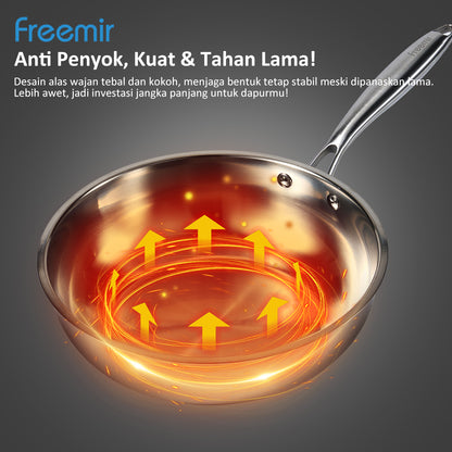 Freemir Stainless Steel Frying Pan 28 CM Double Bottom