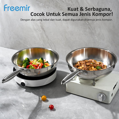 Freemir Stainless Steel Frying Pan 28 CM Double Bottom