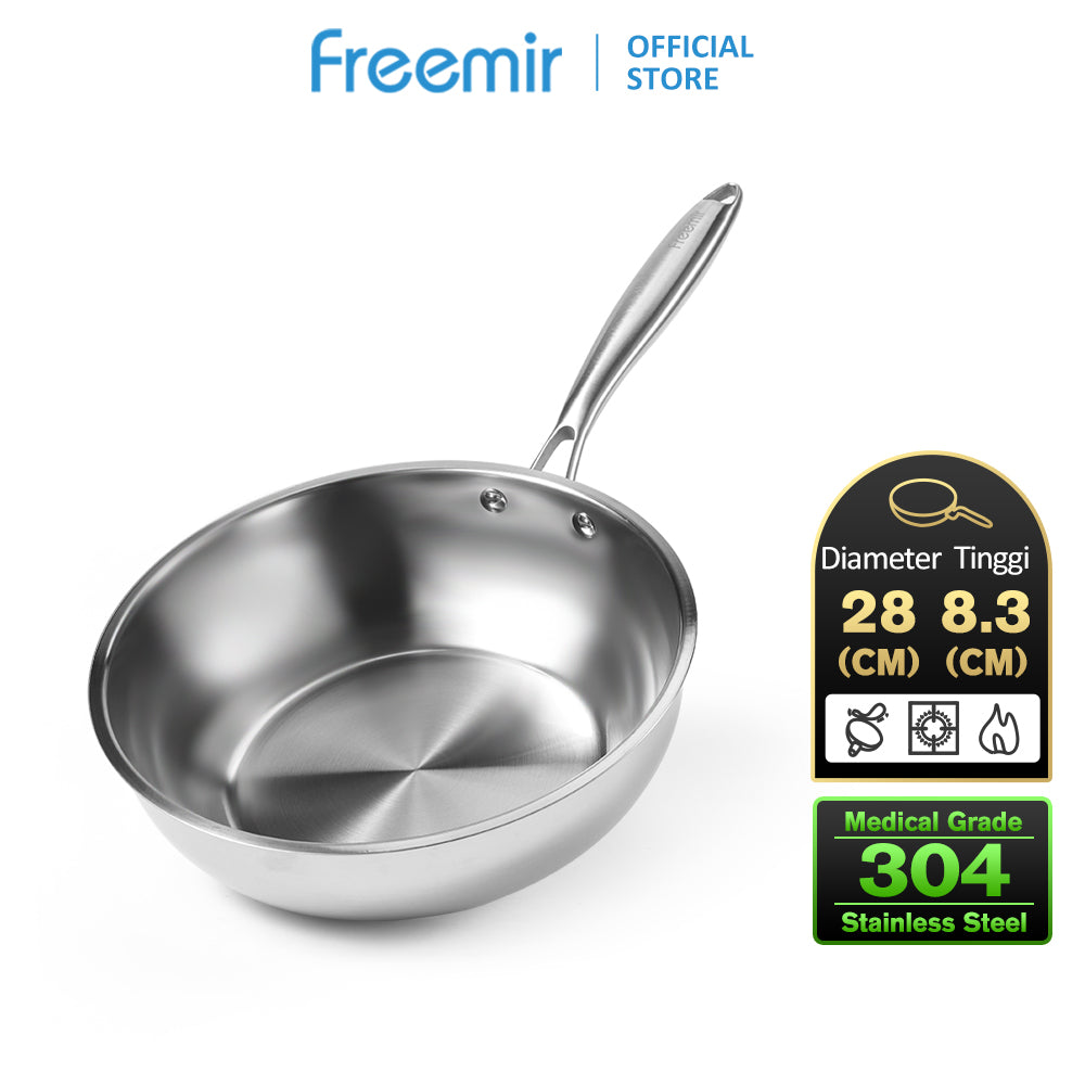 Freemir Stainless Steel Frying Pan 28 CM Double Bottom