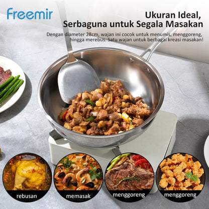 Freemir Stainless Steel Frying Pan 28 CM Double Bottom
