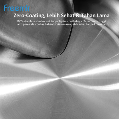 Freemir Stainless Steel Frying Pan 28 CM Double Bottom