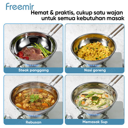 freemir Fire Series Frying Pan 24 CM Stainless Steel Double Bottom