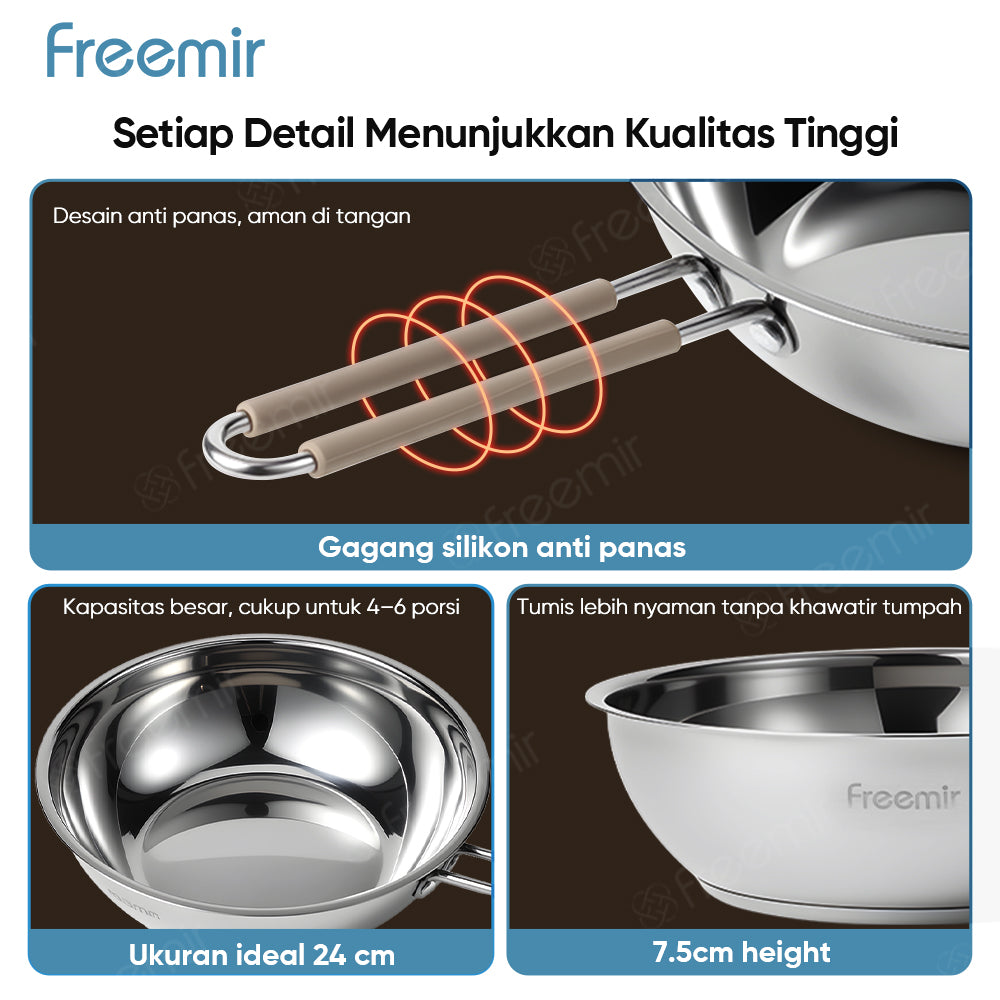 freemir Wajan Penggorengan 24 CM Stainless Steel