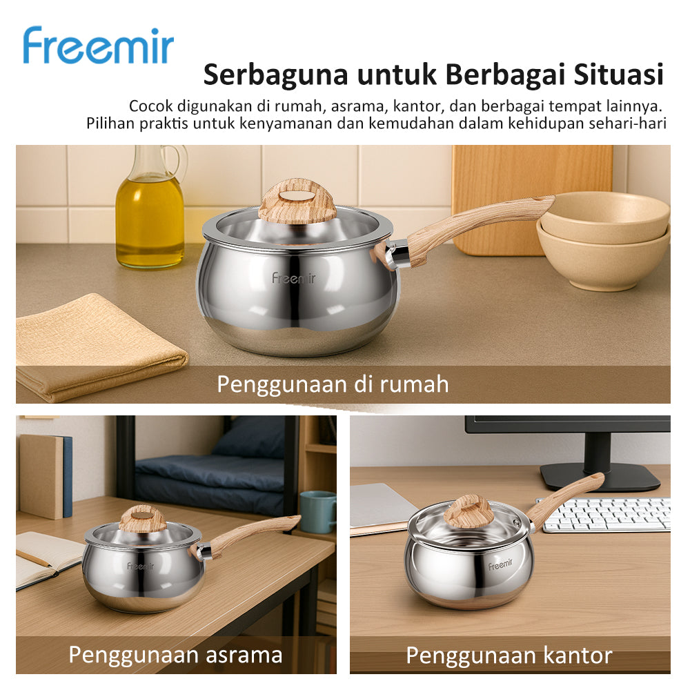 Freemir Wajan Panci Penggorengan Gemoy 16cm dengan Tutup